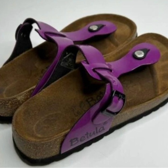 Birkenstock Betula Gizeh Patent Purple Birko Adjustable Thong Sandals size 39 - Picture 5 of 6